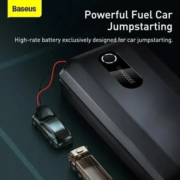 Пускозарядний пристрій Бустер Baseus AIR Car Jump Starter Super Energy 3in1 12V 10000mAh 1000A з функцією Павербанку 5V/3A і LED ліхтарика Чорний ПП-0001 фото