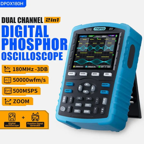 Портативний двоканальний осцилограф FNIRSI DPOX180H 180MHz FN-DPOX180 фото
