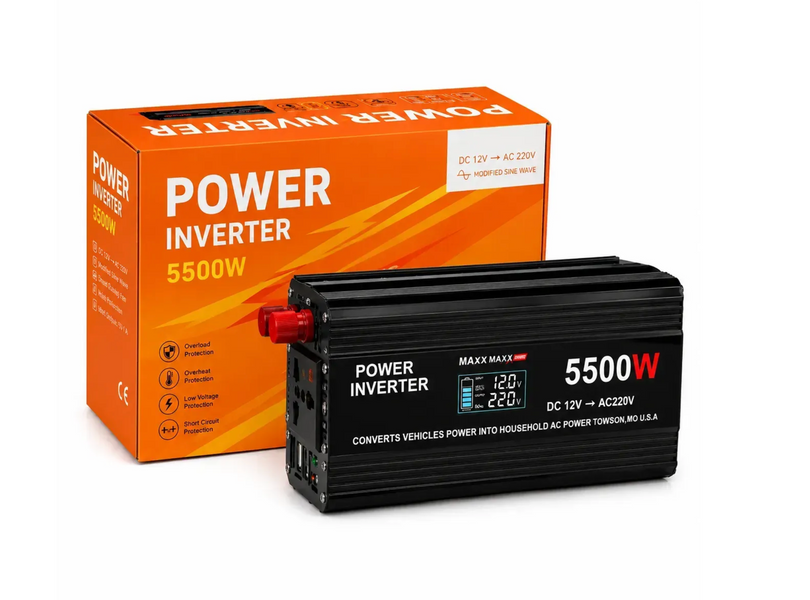 Инвертор напряжения 12V-220V 5500W с информационным дисплеем INV-5500 фото